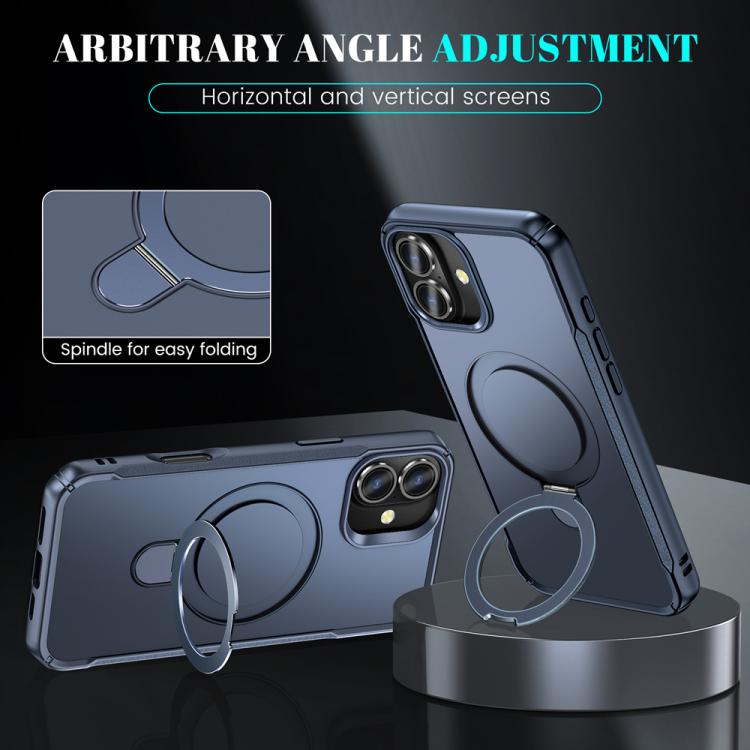 For iPhone 16 Plus Skin Feel Magnetic Holder MagSafe Phone Case