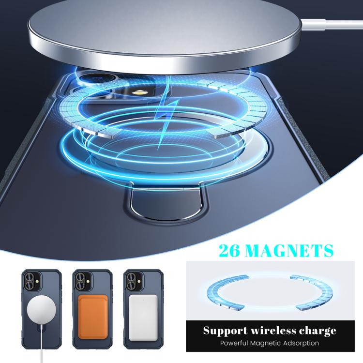 For iPhone 16 Plus Skin Feel Magnetic Holder MagSafe Phone Case