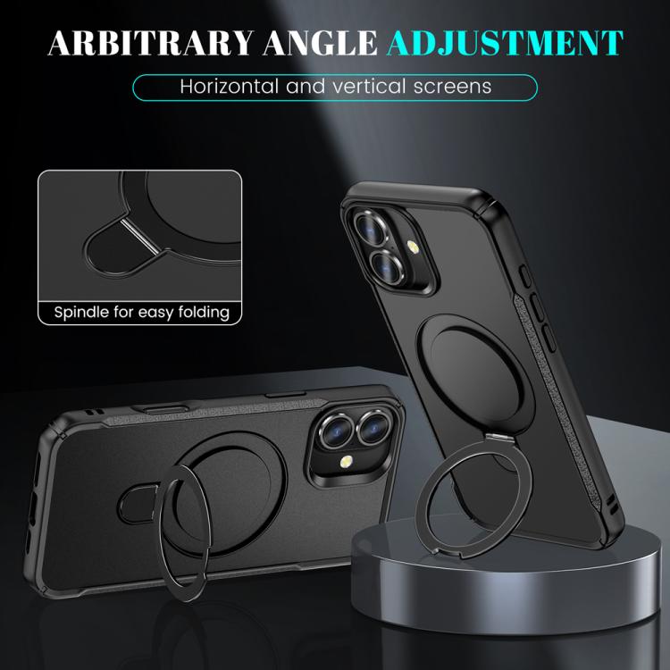 For iPhone 16 Plus Skin Feel Magnetic Holder MagSafe Phone Case