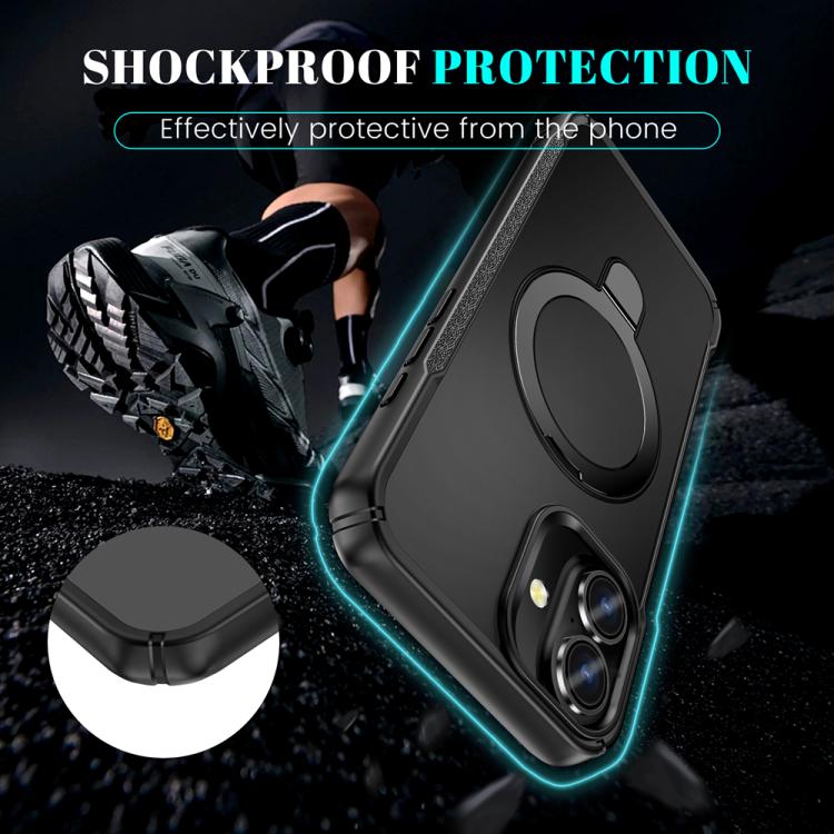 For iPhone 16 Plus Skin Feel Magnetic Holder MagSafe Phone Case