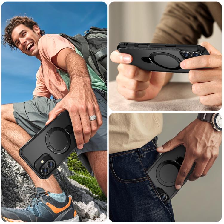 For iPhone 16 Plus Skin Feel Magnetic Holder MagSafe Phone Case