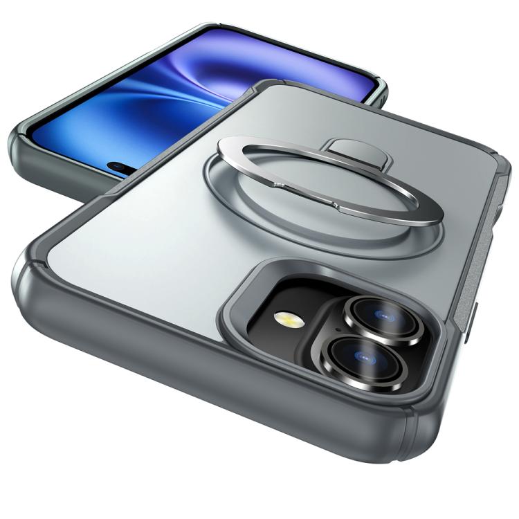 For iPhone 16 Plus Skin Feel Magnetic Holder MagSafe Phone Case