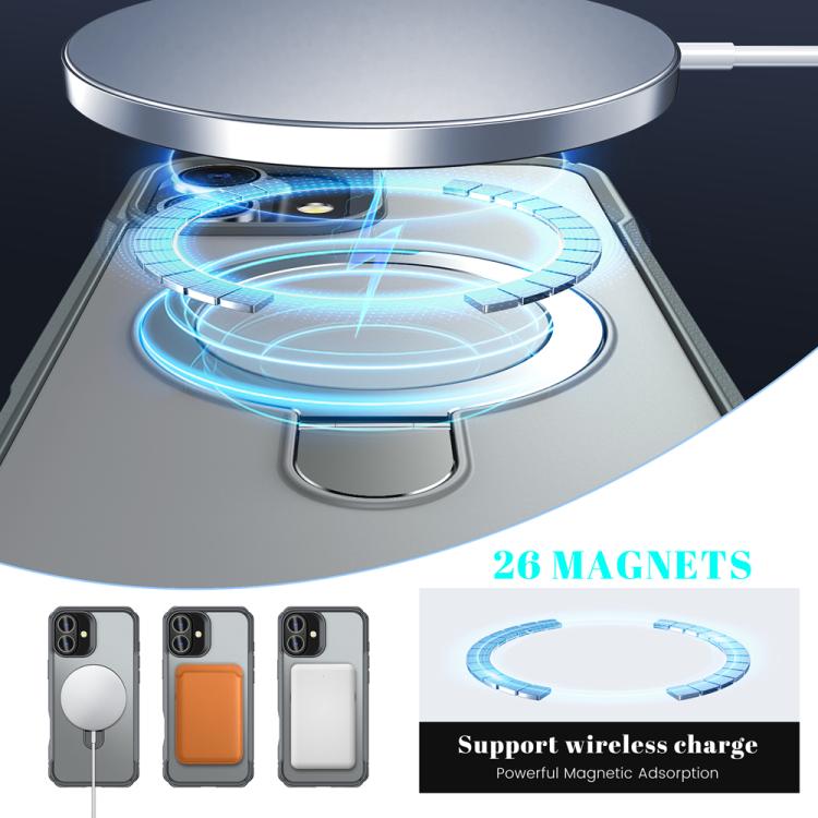 For iPhone 16 Plus Skin Feel Magnetic Holder MagSafe Phone Case