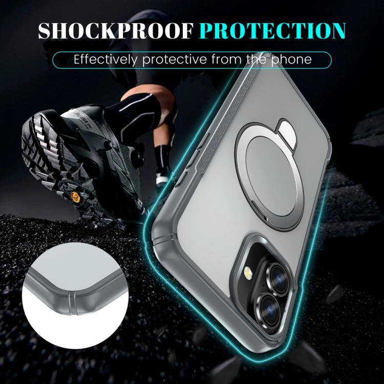 For iPhone 16 Plus Skin Feel Magnetic Holder MagSafe Phone Case