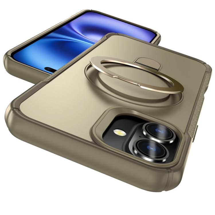 For iPhone 16 Plus Skin Feel Magnetic Holder MagSafe Phone Case