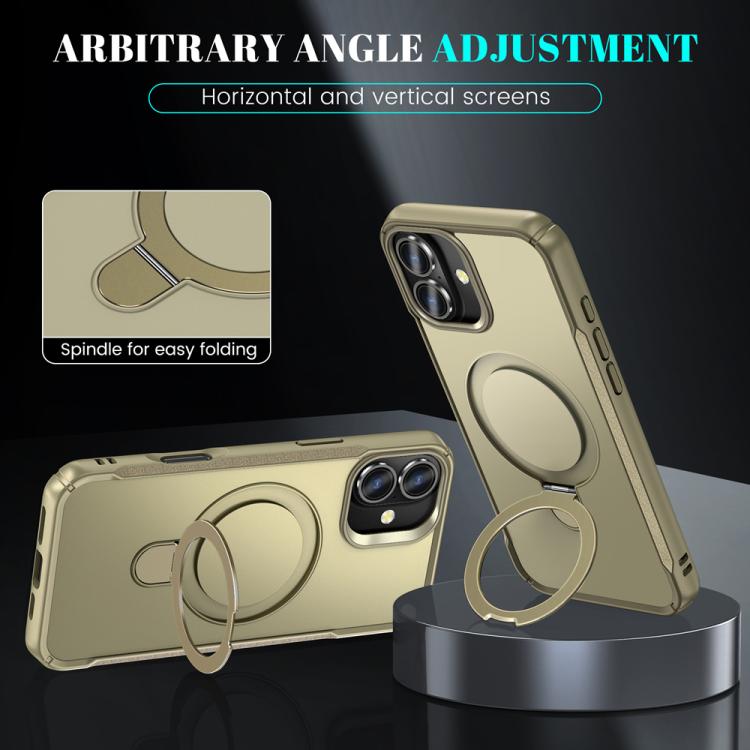 For iPhone 16 Plus Skin Feel Magnetic Holder MagSafe Phone Case