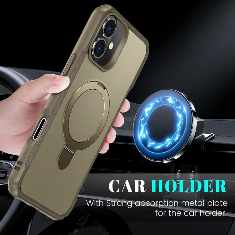 For iPhone 16 Plus Skin Feel Magnetic Holder MagSafe Phone Case
