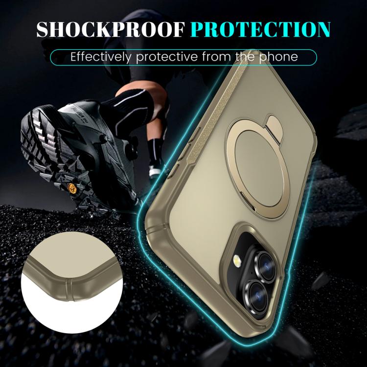 For iPhone 16 Plus Skin Feel Magnetic Holder MagSafe Phone Case