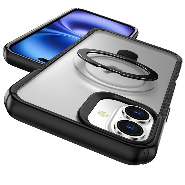 For iPhone 16 Plus Skin Feel Magnetic Holder MagSafe Phone Case