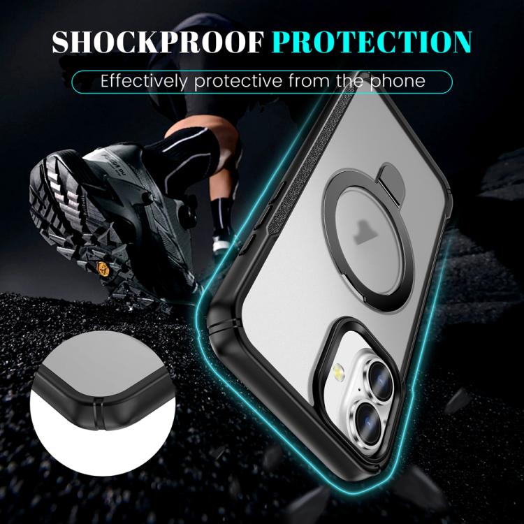 For iPhone 16 Plus Skin Feel Magnetic Holder MagSafe Phone Case