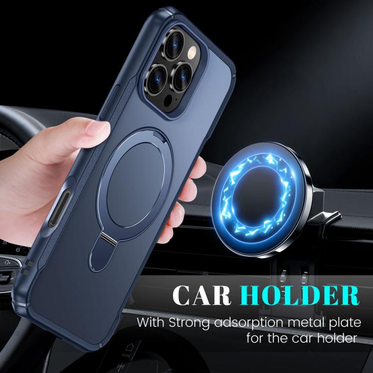 For iPhone 16 Pro Skin Feel Magnetic Holder MagSafe Phone Case