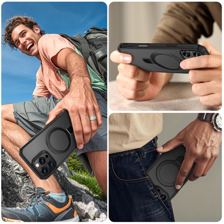 For iPhone 16 Pro Skin Feel Magnetic Holder MagSafe Phone Case