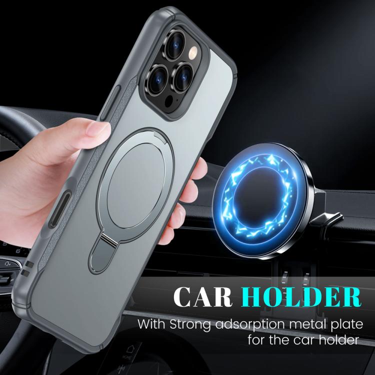 For iPhone 16 Pro Skin Feel Magnetic Holder MagSafe Phone Case