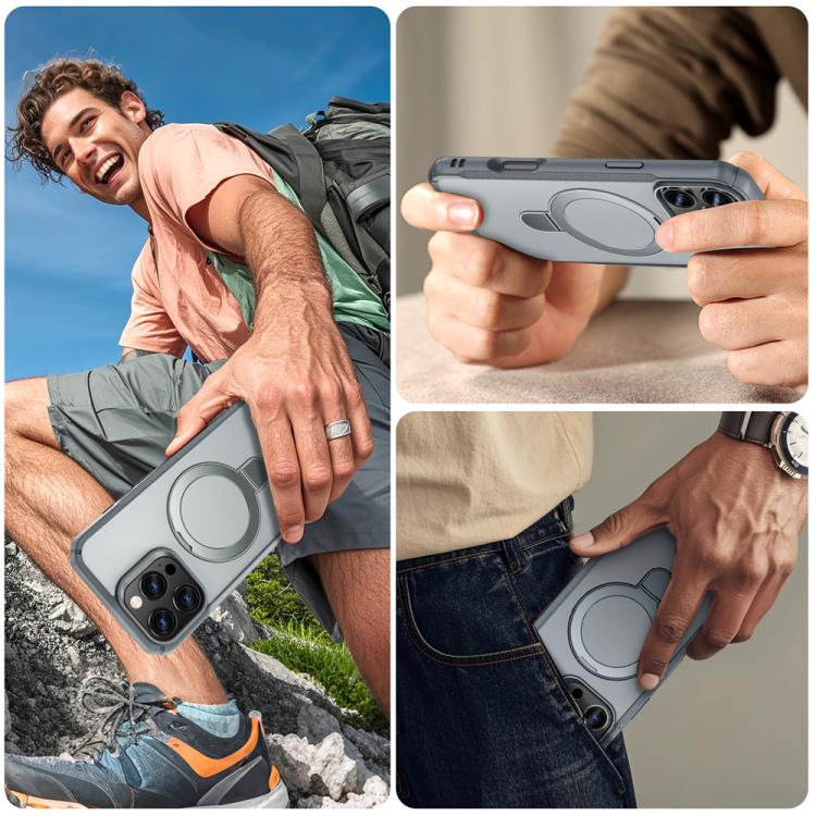 For iPhone 16 Pro Skin Feel Magnetic Holder MagSafe Phone Case
