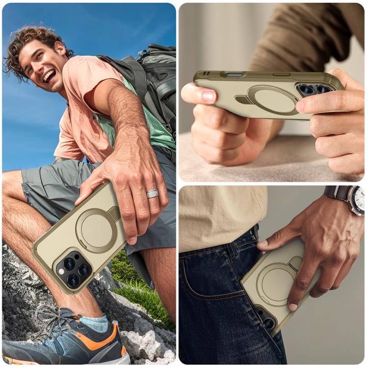 For iPhone 16 Pro Skin Feel Magnetic Holder MagSafe Phone Case
