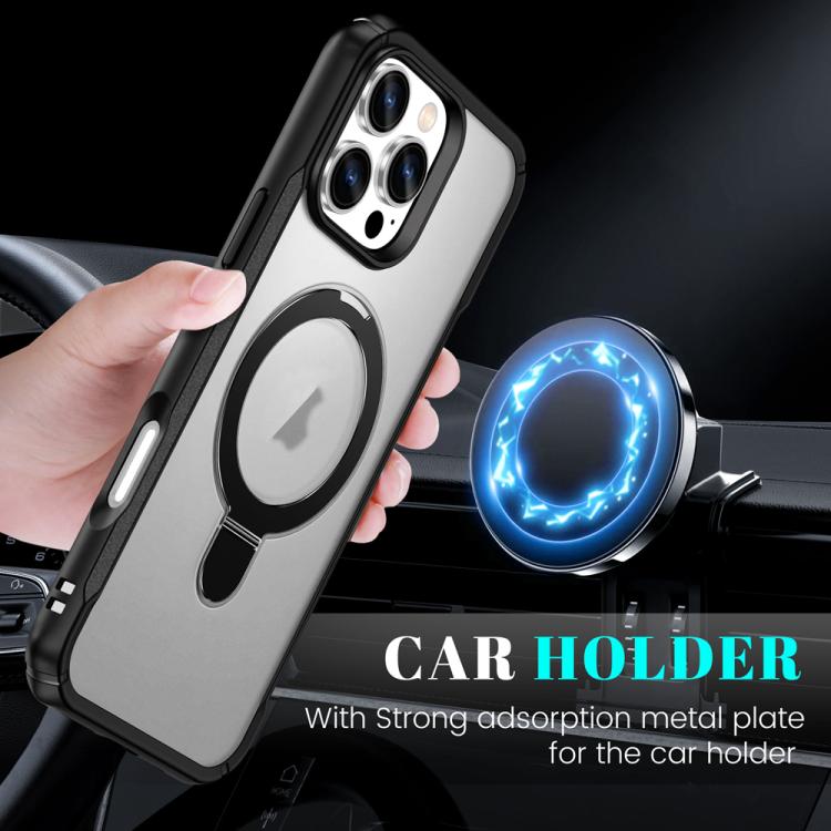 For iPhone 16 Pro Skin Feel Magnetic Holder MagSafe Phone Case