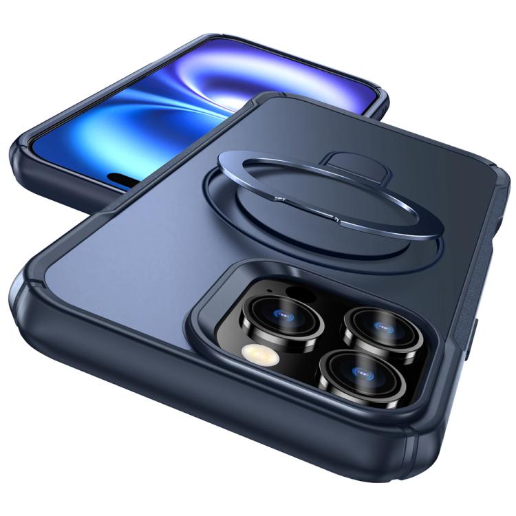 For iPhone 16 Pro Max Skin Feel Magnetic Holder MagSafe Phone Case