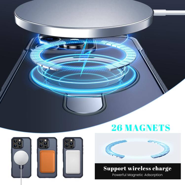 For iPhone 16 Pro Max Skin Feel Magnetic Holder MagSafe Phone Case