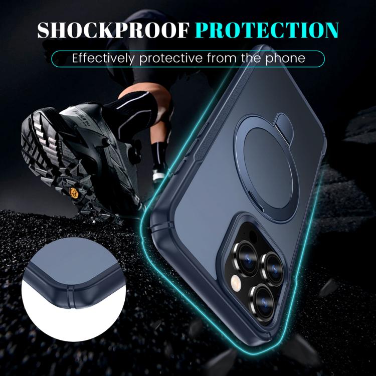 For iPhone 16 Pro Max Skin Feel Magnetic Holder MagSafe Phone Case