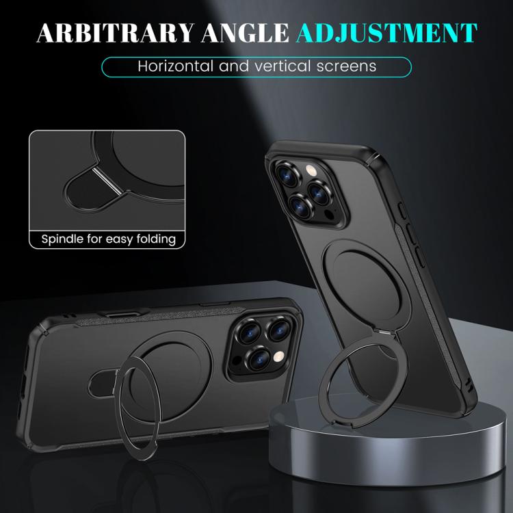 For iPhone 16 Pro Max Skin Feel Magnetic Holder MagSafe Phone Case