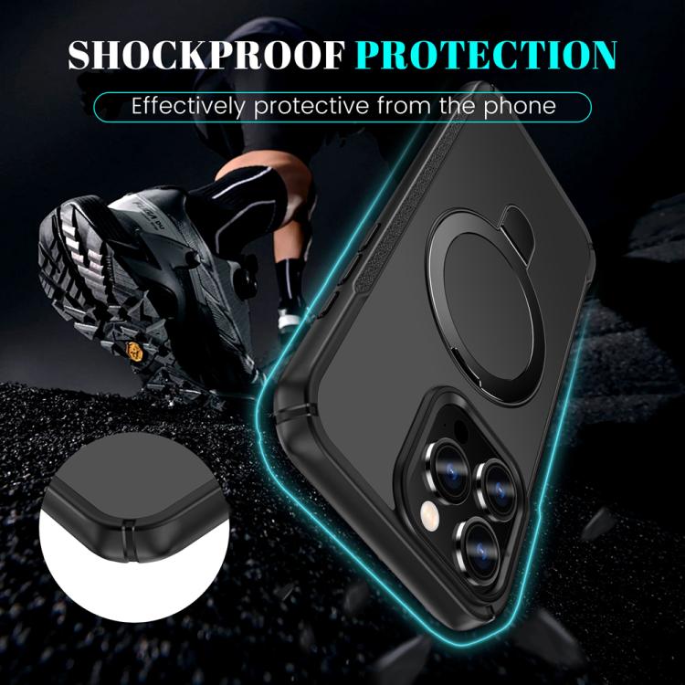 For iPhone 16 Pro Max Skin Feel Magnetic Holder MagSafe Phone Case