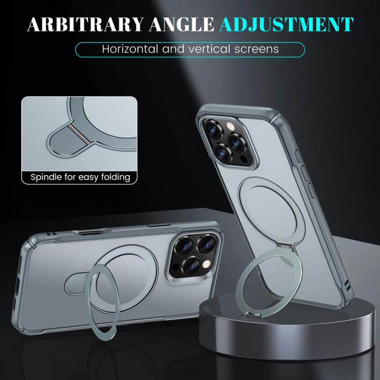 For iPhone 16 Pro Max Skin Feel Magnetic Holder MagSafe Phone Case