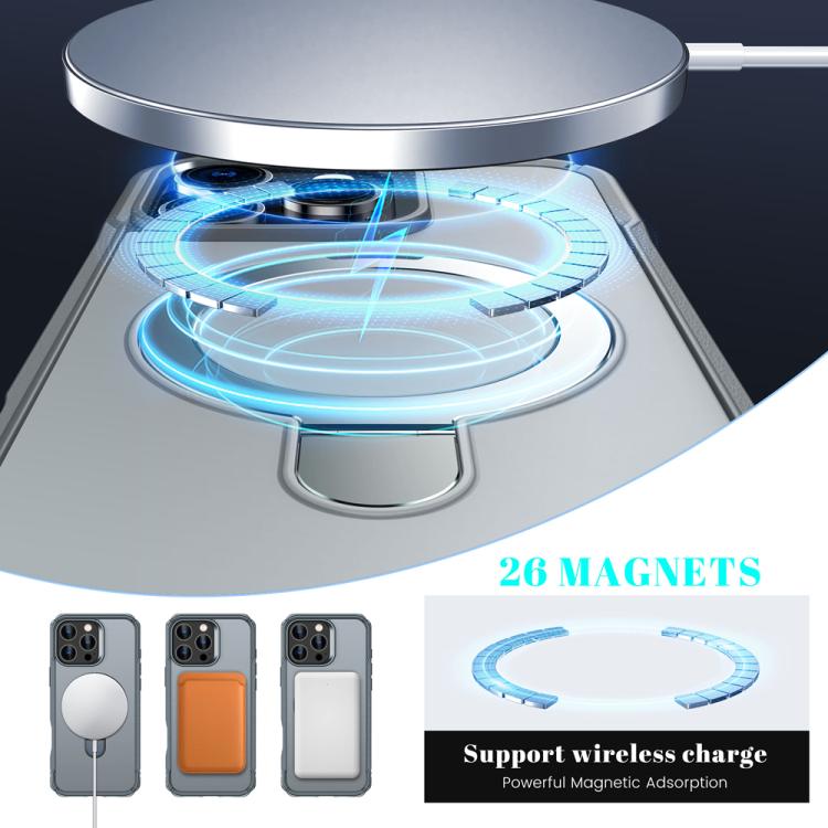 For iPhone 16 Pro Max Skin Feel Magnetic Holder MagSafe Phone Case
