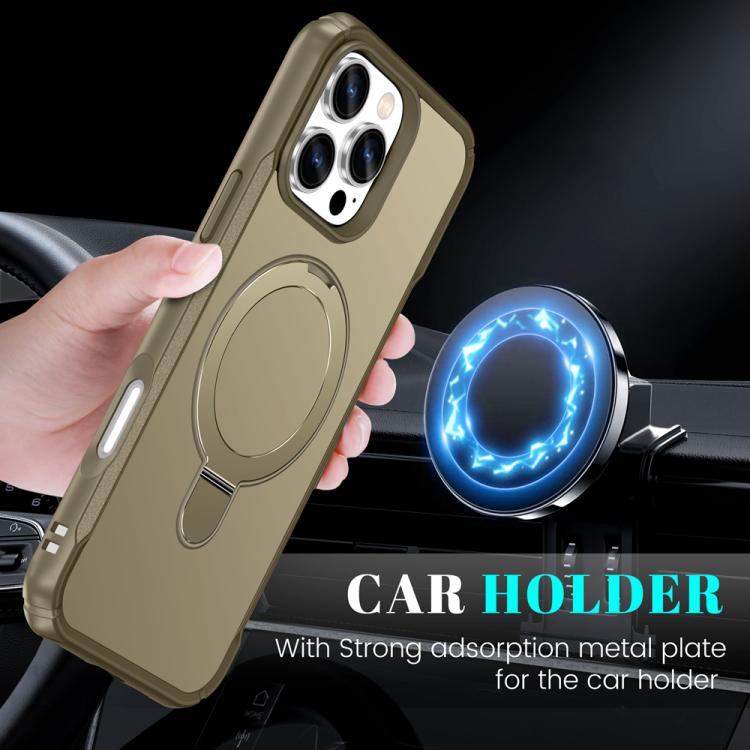 For iPhone 16 Pro Max Skin Feel Magnetic Holder MagSafe Phone Case