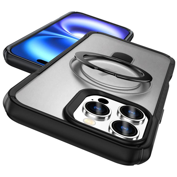 For iPhone 16 Pro Max Skin Feel Magnetic Holder MagSafe Phone Case