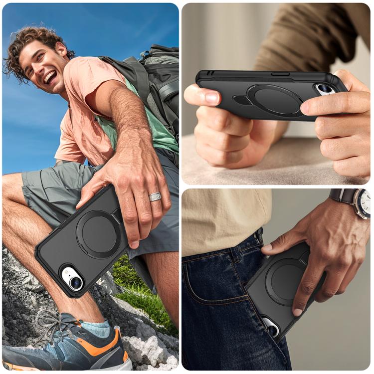 For iPhone 17e / 16e Skin Feel Magnetic Holder MagSafe Phone Case