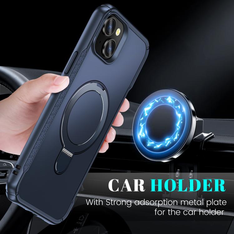 For iPhone 15 Skin Feel Magnetic Holder MagSafe Phone Case