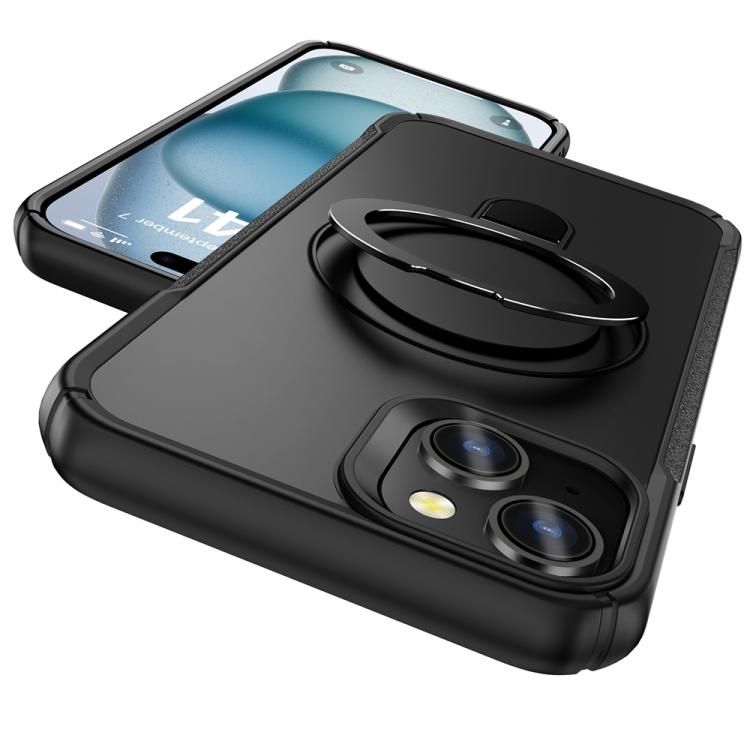 For iPhone 15 Skin Feel Magnetic Holder MagSafe Phone Case