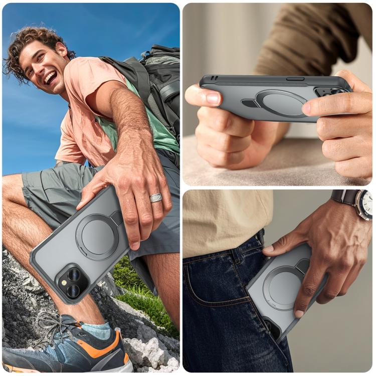 For iPhone 15 Skin Feel Magnetic Holder MagSafe Phone Case