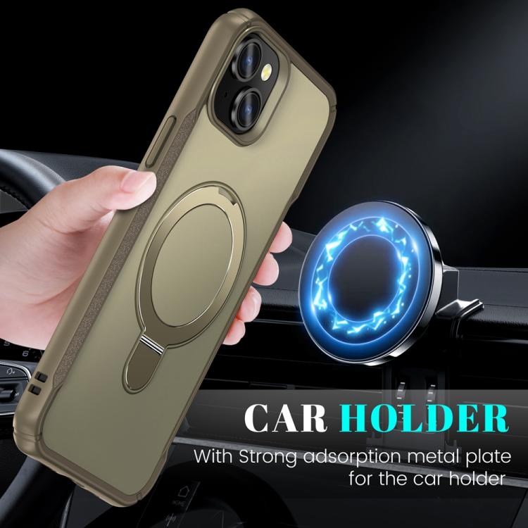 For iPhone 15 Skin Feel Magnetic Holder MagSafe Phone Case