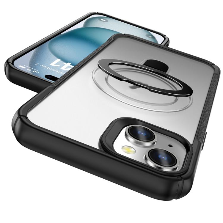 For iPhone 15 Skin Feel Magnetic Holder MagSafe Phone Case