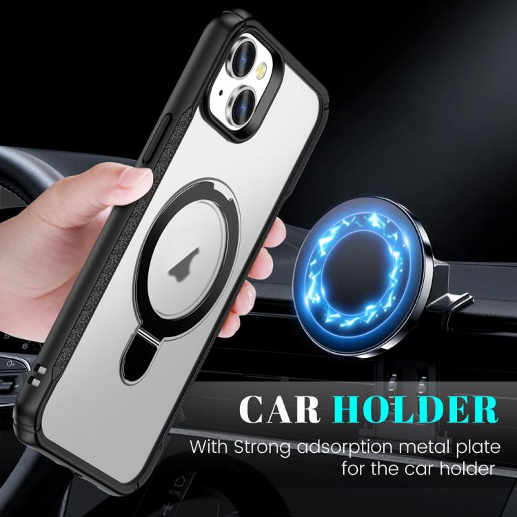 For iPhone 15 Skin Feel Magnetic Holder MagSafe Phone Case