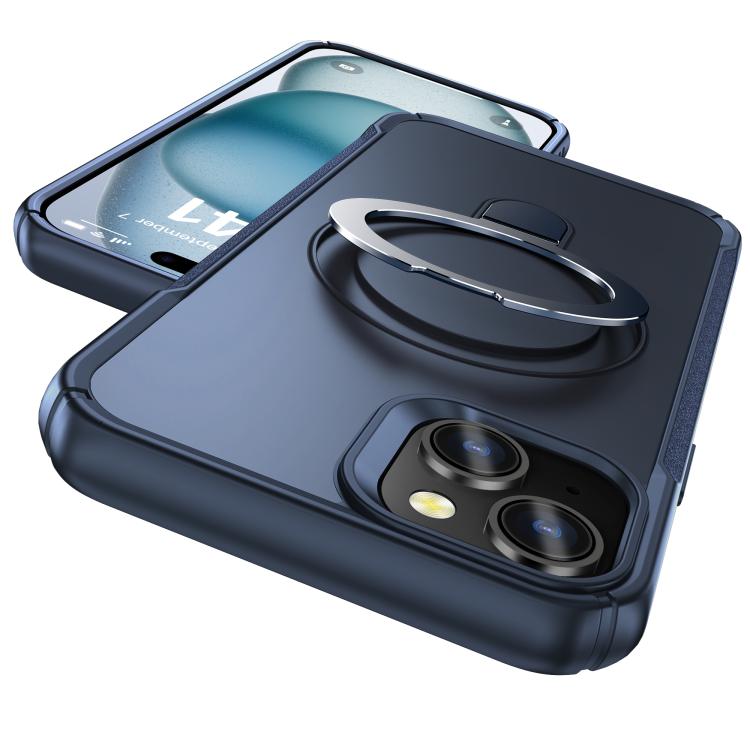 For iPhone 15 Plus / 14 Plus Skin Feel Magnetic Holder MagSafe Phone Case