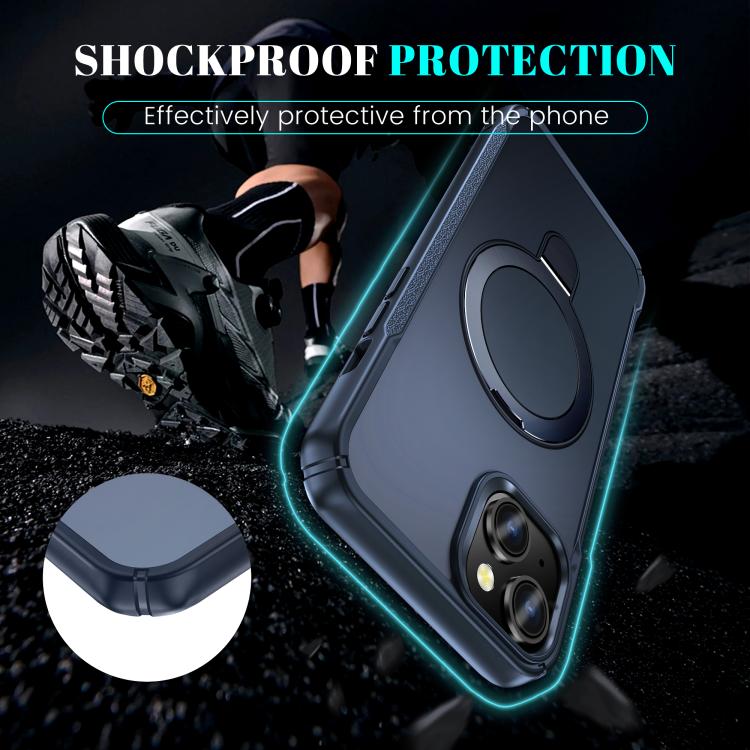 For iPhone 15 Plus / 14 Plus Skin Feel Magnetic Holder MagSafe Phone Case