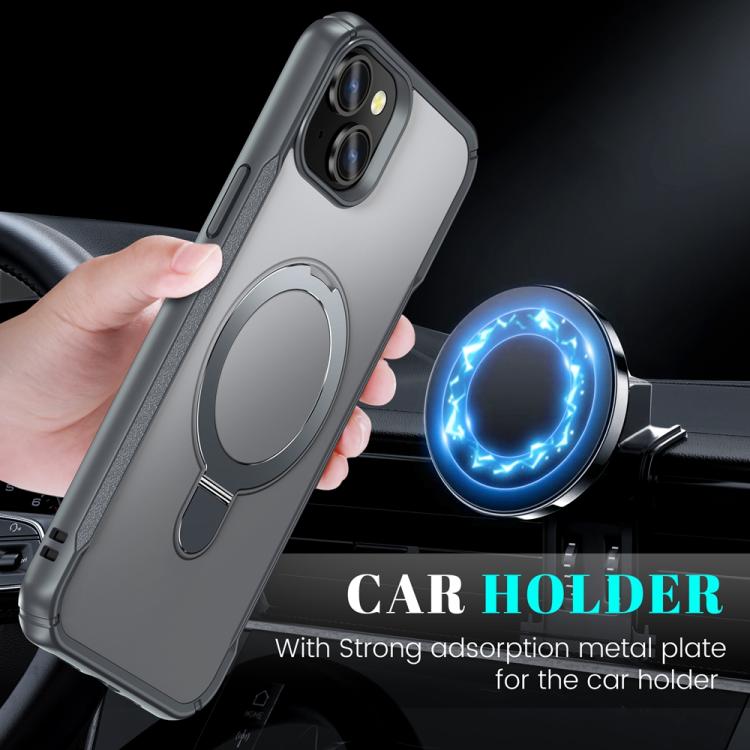 For iPhone 15 Plus / 14 Plus Skin Feel Magnetic Holder MagSafe Phone Case