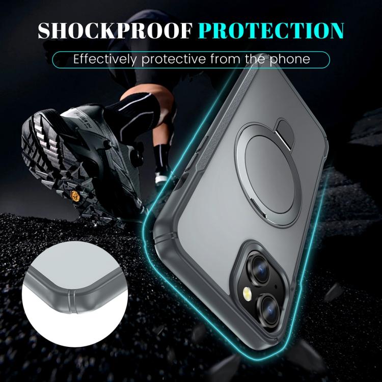 For iPhone 15 Plus / 14 Plus Skin Feel Magnetic Holder MagSafe Phone Case