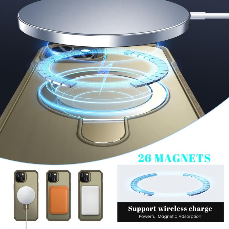 For iPhone 15 Plus / 14 Plus Skin Feel Magnetic Holder MagSafe Phone Case