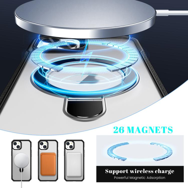 For iPhone 15 Plus / 14 Plus Skin Feel Magnetic Holder MagSafe Phone Case