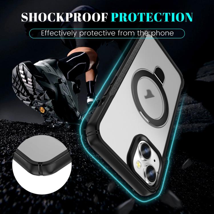 For iPhone 15 Plus / 14 Plus Skin Feel Magnetic Holder MagSafe Phone Case