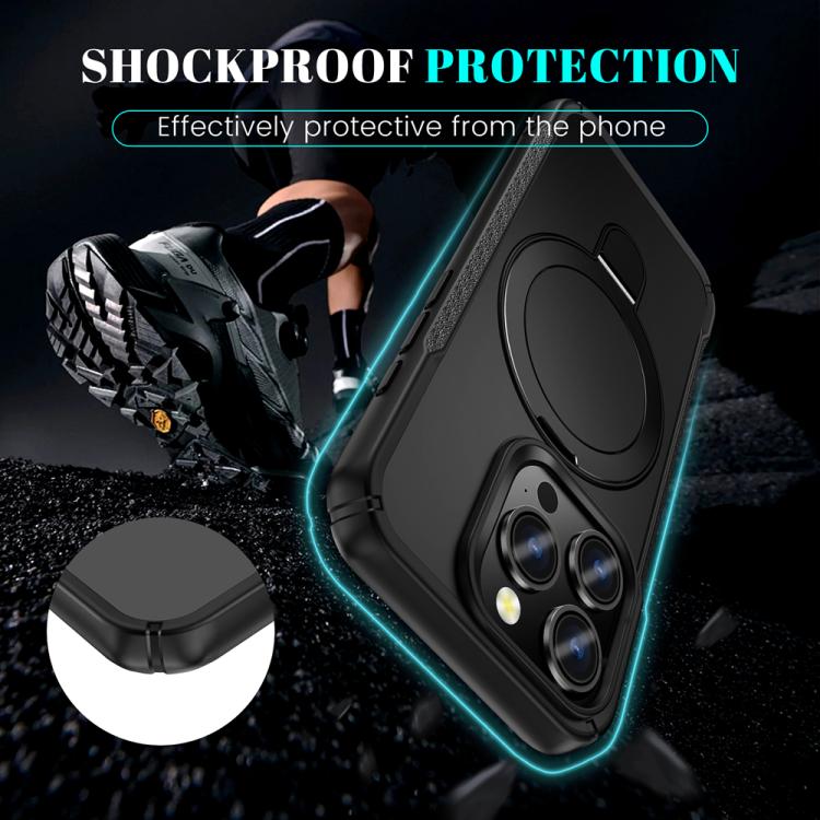 For iPhone 15 Pro Skin Feel Magnetic Holder MagSafe Phone Case