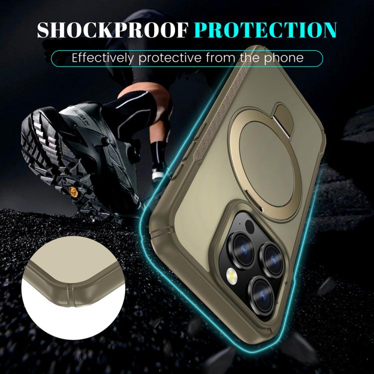 For iPhone 15 Pro Skin Feel Magnetic Holder MagSafe Phone Case