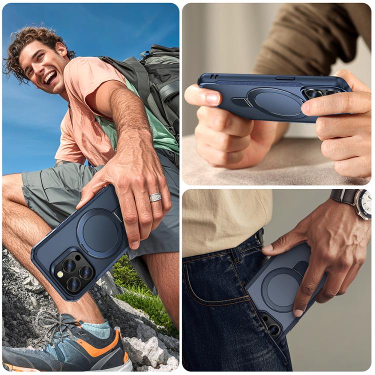 For iPhone 15 Pro Max Skin Feel Magnetic Holder MagSafe Phone Case