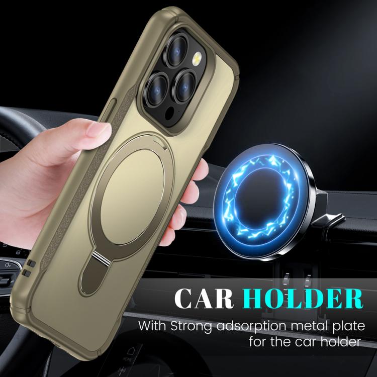 For iPhone 15 Pro Max Skin Feel Magnetic Holder MagSafe Phone Case
