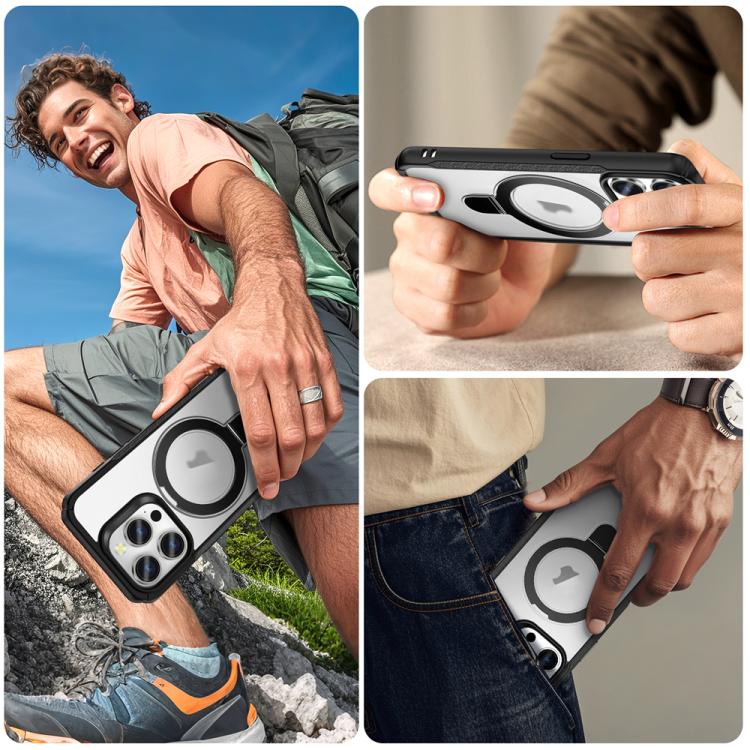 For iPhone 15 Pro Max Skin Feel Magnetic Holder MagSafe Phone Case