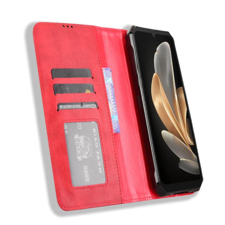 For Fossibot F109 Magnetic Buckle Retro Texture Leather Phone Case