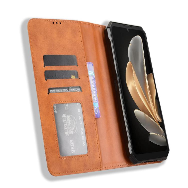 For Fossibot F109 Magnetic Buckle Retro Texture Leather Phone Case